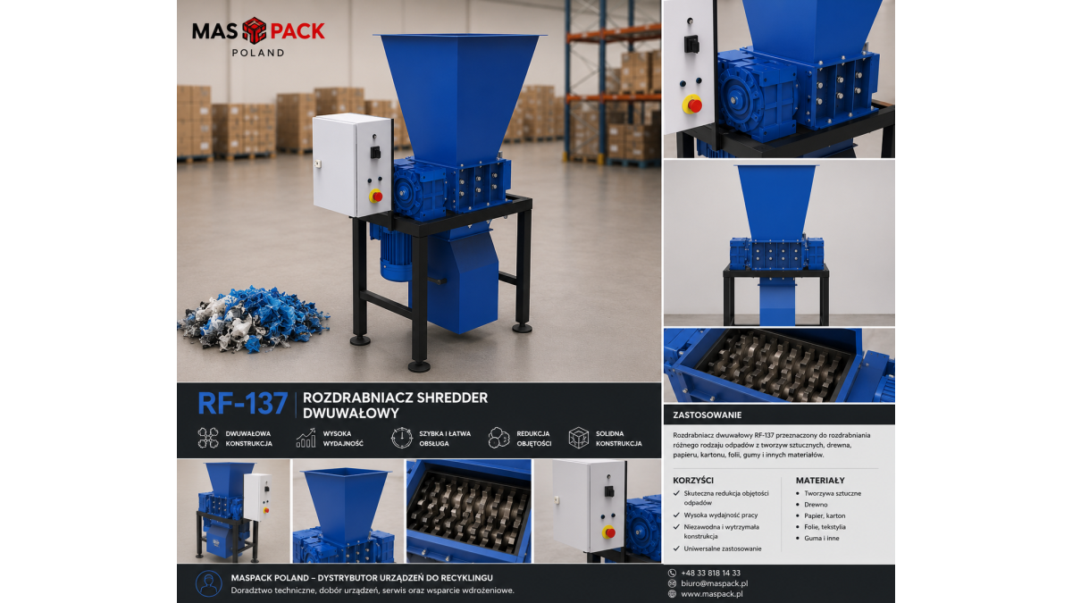 Rozdrabniacz dwuwałowy RF-137 shredder do tworzyw sztucznych, drewna i odpadów produkcyjnych - 140_1.png Rozdrabniacz dwuwałowy RF-137 shredder do tworzyw sztucznych, drewna i odpadów produkcyjnych - 140_1.png